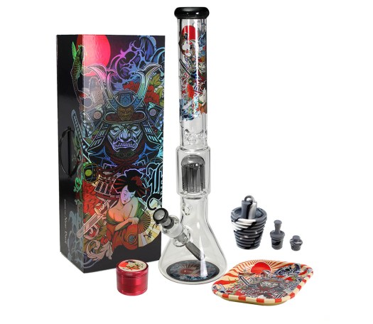 Black Leaf Boxed Percolator Bong Ronin en Geisha Set