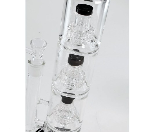 Black Leaf Glass Bong Tripple Drum Percolator - Waterpijp-bong.nl