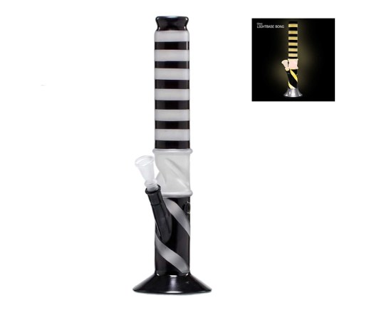 Black Sand Striped LED Light Glass Bong - Waterpijp-bong.nl