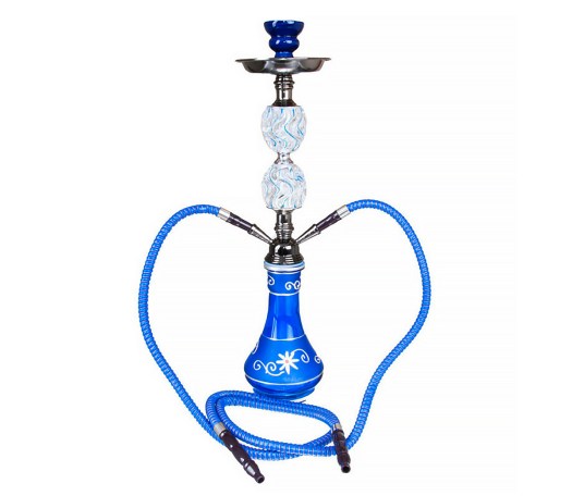 Blue Double Swirl Shisha - 2 slangen - Waterpijp-bong.nl