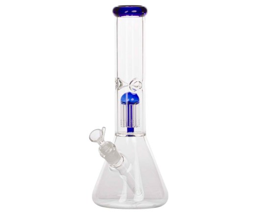 Clear Tree Arm Percolator Beaker Bong Blue