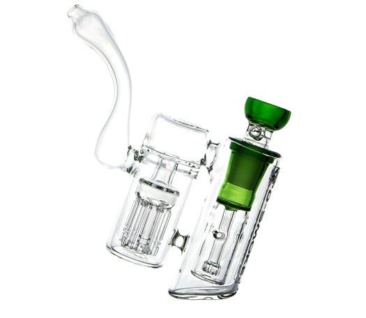 D-SMOKE Peace Seekah Double Perc Green Bubbler - Waterpijp-bong.nl