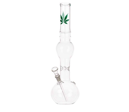 Green Leaf Glass Ice Bong transparant