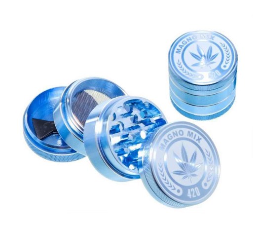 Magno Mix Leaf 420 Grinder 4 Parts Blauw - Waterpijp-bong.nl