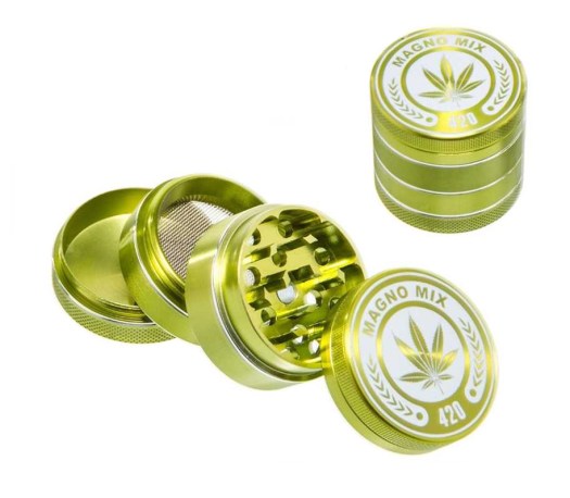 Magno Mix Leaf 420 Grinder 4 Parts Groen - Waterpijp-bong.nl