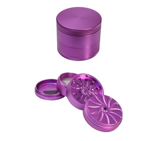 Masher Aluminium Grinder 4-part Lila 53mm - Waterpijp-bong.nl