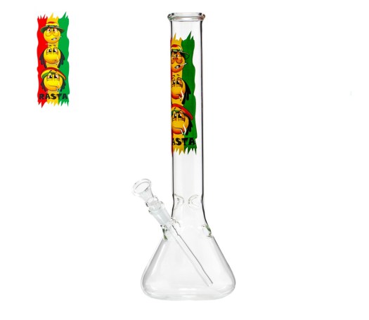 Rasta Smile Beaker Glass Ice Bong 35 cm - Waterpijp-bong.nl