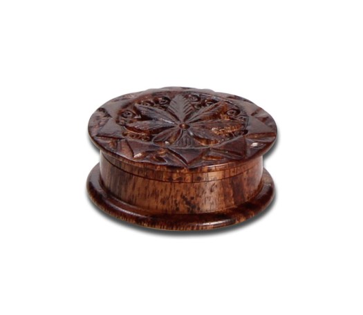 Rosewood Grinder Leaf 2-part carved - Waterpijp-bong.nl