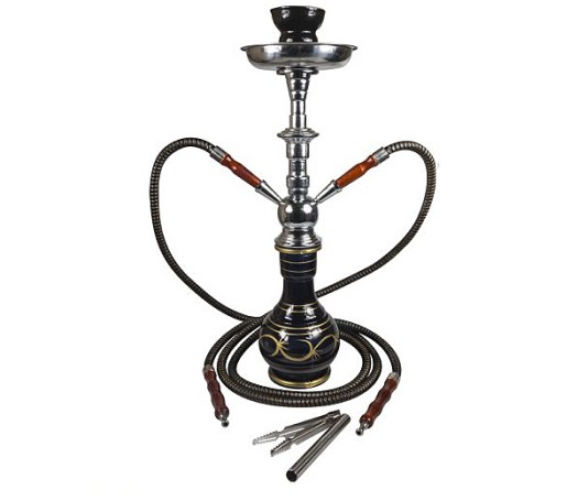 Sahbi Shisha Black Design 47cm 2 slangen