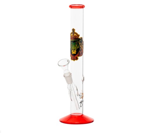 SmoKing Lion Straight Bong 28 cm rood - Waterpijp-bong.nl