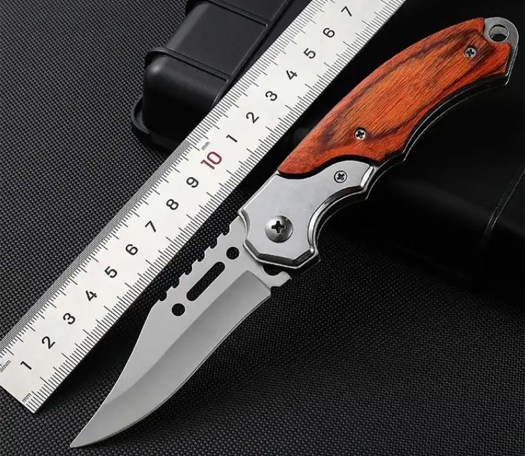 Tactical Folding Knife - Brown Wood Look