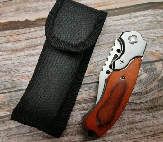 Tactical Folding Knife - Brown Wood Look