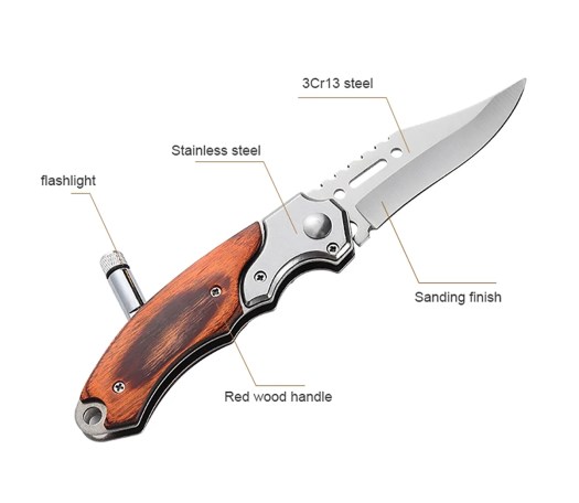 Tactical Folding Knife - Brown Wood Look