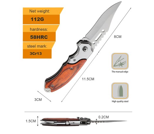 Tactical Folding Knife - Brown Wood Look