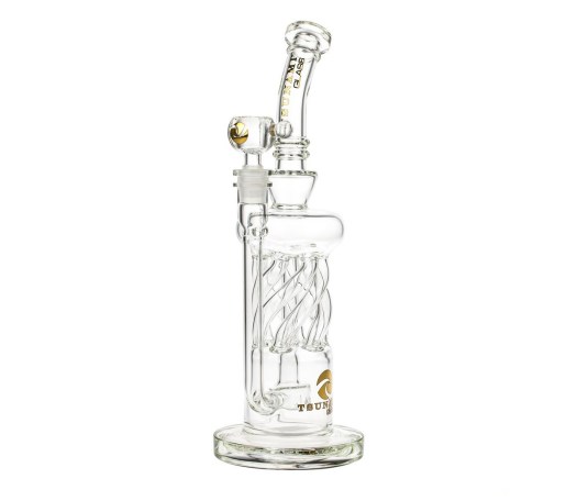 Tsunami Glass Twisted Showerhead Recycler Bong Clear - Waterpijp-bong.nl