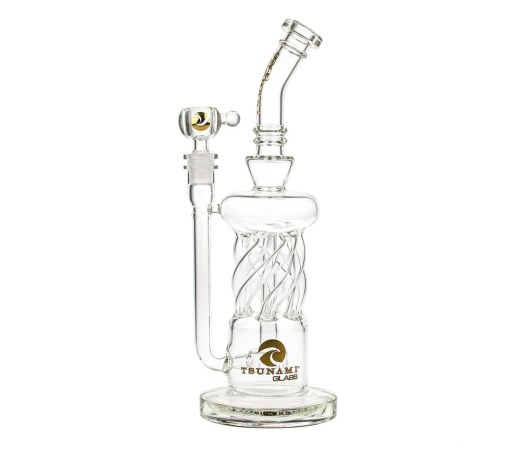 Tsunami Glass Twisted Showerhead Recycler Bong Clear - Waterpijp-bong.nl