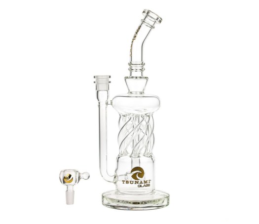 Tsunami Glass Twisted Showerhead Recycler Bong Clear - Waterpijp-bong.nl