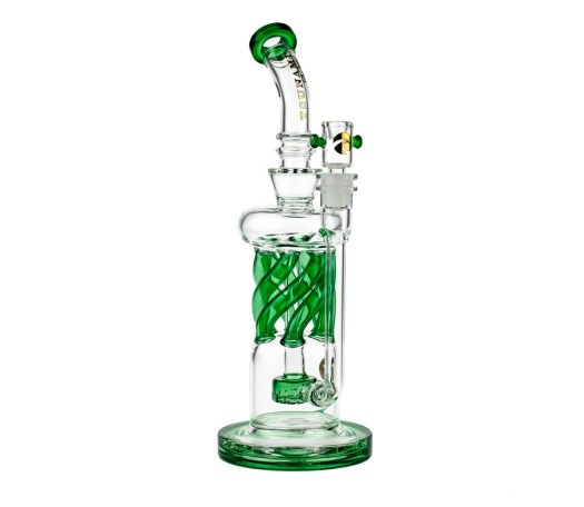 Tsunami Glass Twisted Showerhead Recycler 12" Bong Green - Waterpijp-bong.nl