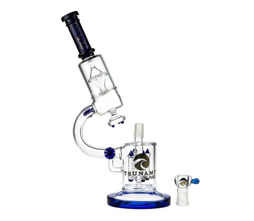 Tsunami Microscope Quad Rocket Domed Perc Blue Bong - Waterpijp-bong.nl