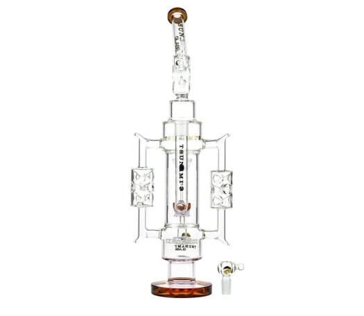 Tsunami Sprinkler Showerhead Recycler Bong Amber - Waterpijp-bong.nl