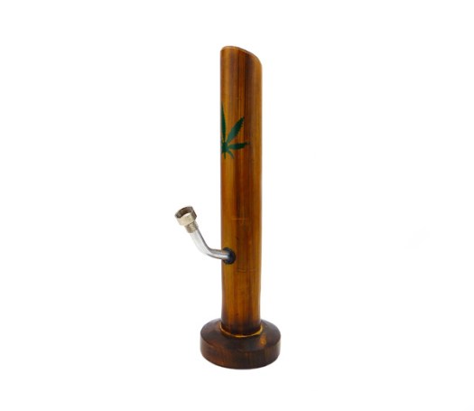 Bamboe Bong met blad 30cm bruin