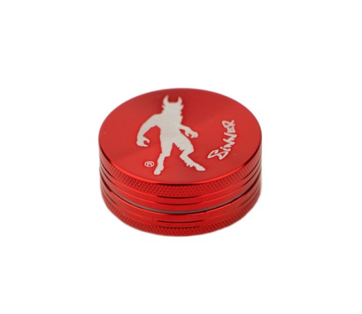 Grinder Aluminium Sinner 2 parts rood - www.waterpijp-bong.nl