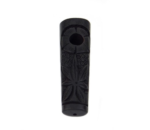 Houten Carved Leaf Pipe 9cm black