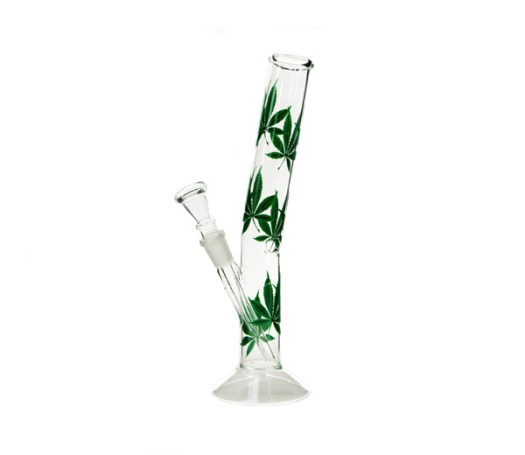 Multi Green Leaf Glass Bong 26 cm - www.waterpijp-bong.nl