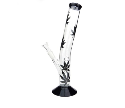 Multi Leaf Curved Glass Bong zwart transparant