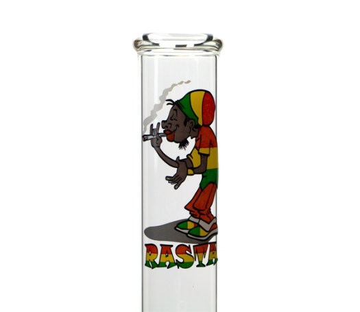 Rasta Smoking Glass Bong transparant - www.waterpijp-bong.nl