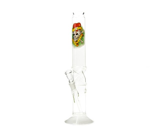 Tattoo Twisted Glass Bong transparant - www.waterpijp-bong.nl