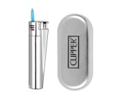 Clipper Metal Jet Flame Silver in Gift Box